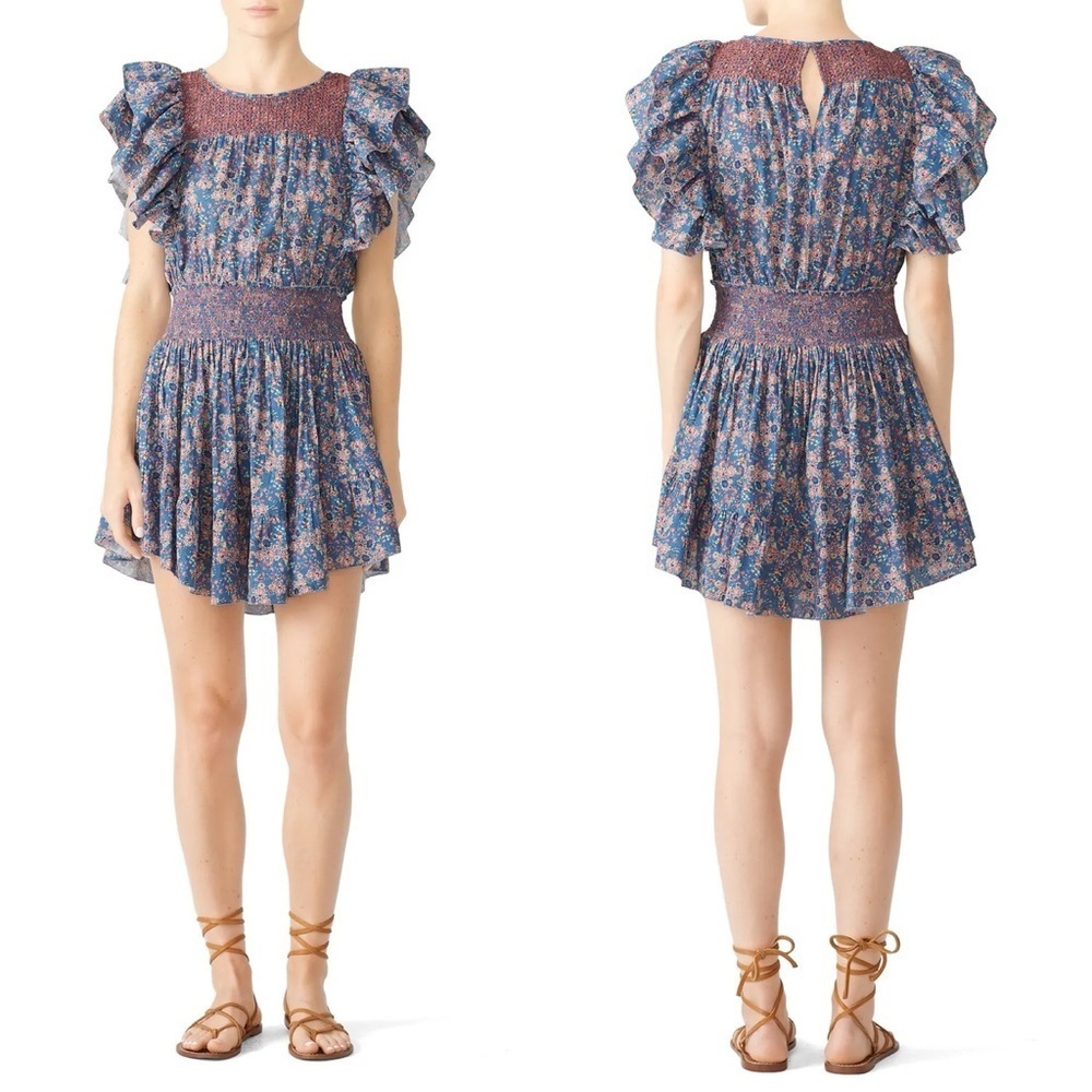 LoveShackFancy Marcella Ruffle Smocked Mini Dress